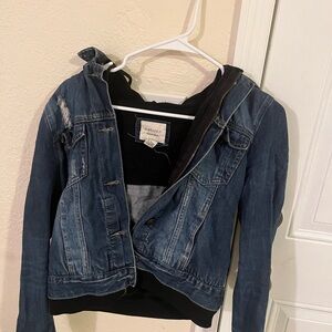 Forever 21 Blue Denim Jacket with Black Hoodie